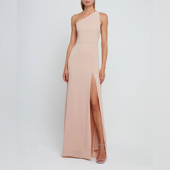 Few Moda O.P.T Archie One-Shoulder Cream / Pale Pink / Blush Dress / Gown - Picture 1 of 4